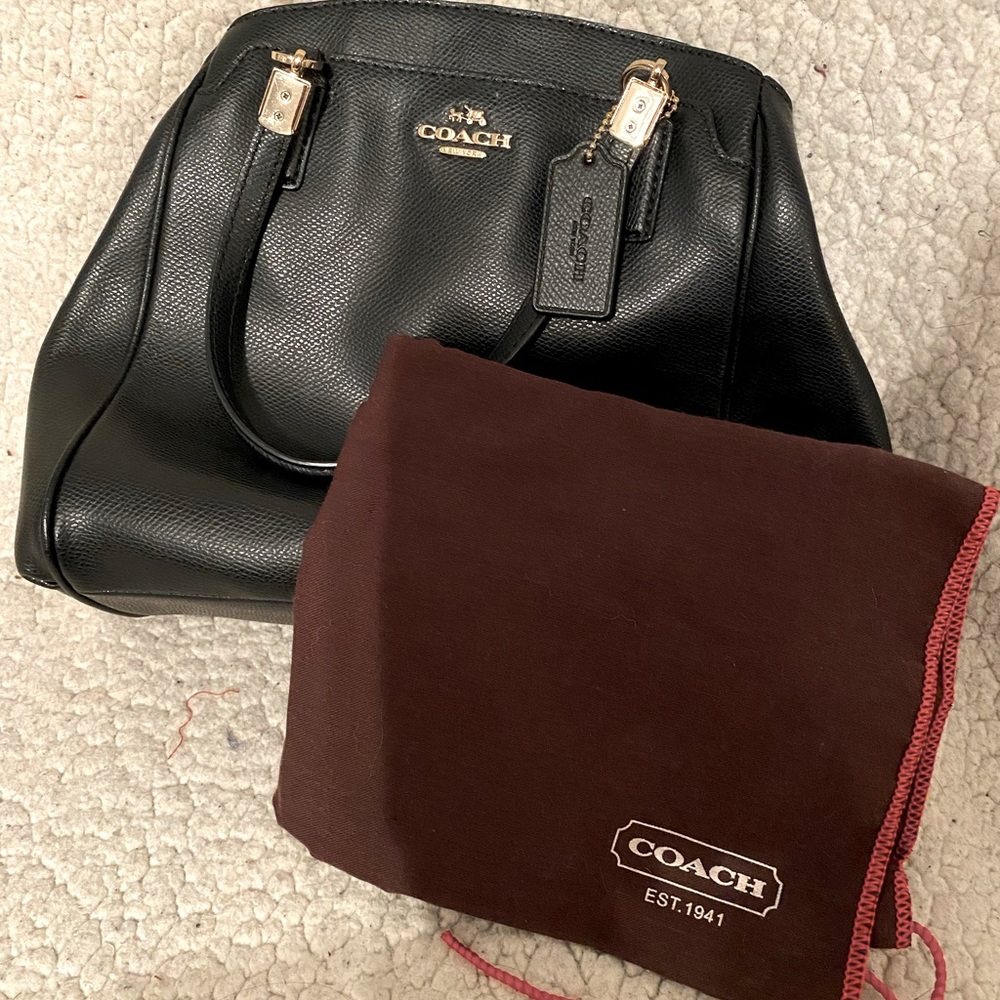 NWOT Black Leather Coach bag (with dust bag!)